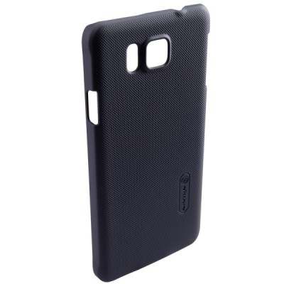 Samsung Galaxy Alpha Nillkin Frosted Shield melns plastmasas futrālis + ekrāna aizsargplēve / Vacins.lv