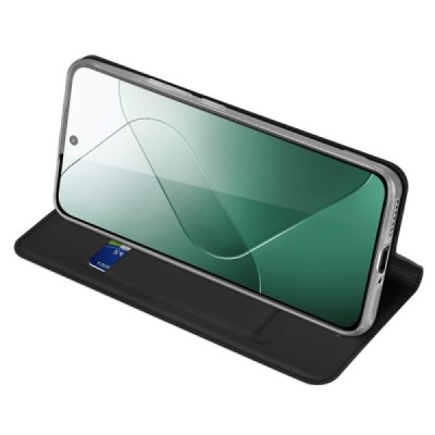 Xiaomi 14 „Dux Ducis“ Skin sērijas melns ādas atvērams maciņš | Vacins.lv