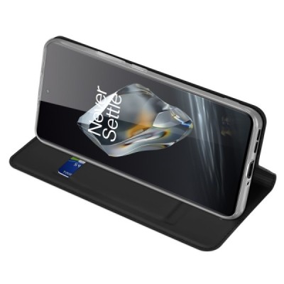 OnePlus 12 „Dux Ducis“ Skin sērijas melns ādas atvērams maciņš | Vacins.lv