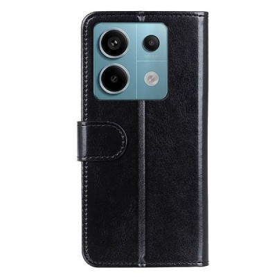 Xiaomi Redmi Note 13 Pro 5G (Poco X6 5G) atverčiamas juodas odinis dėklas - piniginė | Priedai.lt