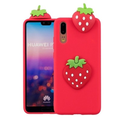 Huawei P20 „Squezy“ Strawberry cieta silikona (TPU) sarkans apvalks | vacins.lv
