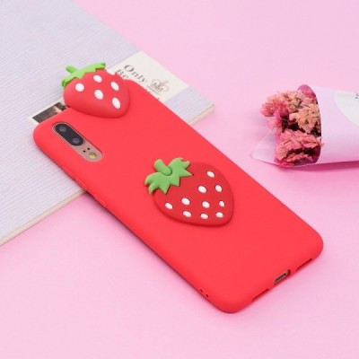 Huawei P20 „Squezy“ Strawberry cieta silikona (TPU) sarkans apvalks | vacins.lv