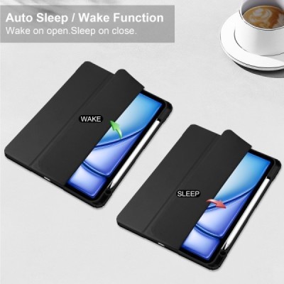 Apple iPad Air 13 (2024, M2) (modeļiem: A2903, A2904) „Deluxe“ atvēramais melns maciņš | Vacins.lv