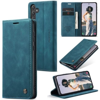 Samsung Galaxy A55 5G (SM-A556) CaseMe Retro solīds atvēramais ādas zaļš maciņš - maks | Vacins.lv