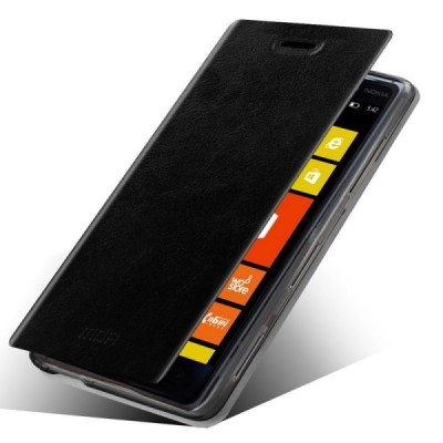 Nokia Lumia 830 „Mofi“ Rui sērijas melns ādas atvērams futrālis / Vacins.lv