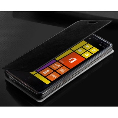 Nokia Lumia 830 „Mofi“ Rui sērijas melns ādas atvērams futrālis / Vacins.lv