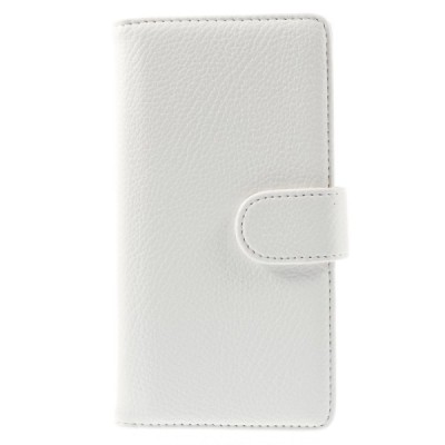 Nokia Lumia 830 atvēramais balts ādas Litchi futrālis - maciņš / Vacins.lv