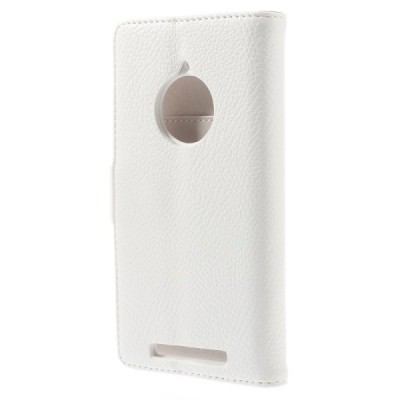 Nokia Lumia 830 atvēramais balts ādas Litchi futrālis - maciņš / Vacins.lv