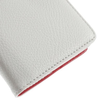 Nokia Lumia 830 atvēramais balts ādas Litchi futrālis - maciņš / Vacins.lv