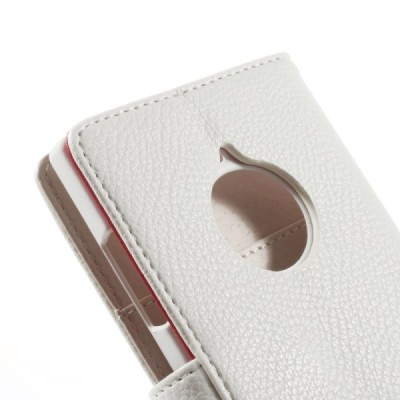 Nokia Lumia 830 atvēramais balts ādas Litchi futrālis - maciņš / Vacins.lv