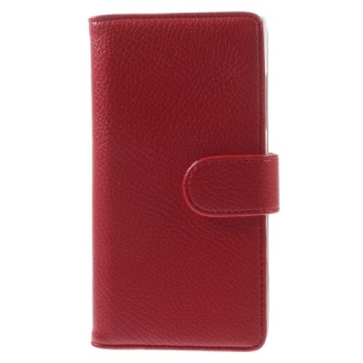 Nokia Lumia 830 atvēramais sarkans ādas Litchi futrālis - maciņš / Vacins.lv