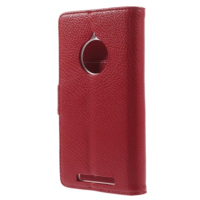 Nokia Lumia 830 atvēramais sarkans ādas Litchi futrālis - maciņš / Vacins.lv