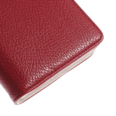 Nokia Lumia 830 atvēramais sarkans ādas Litchi futrālis - maciņš / Vacins.lv