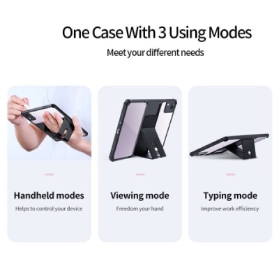 Xiaomi Redmi Pad SE 11" „XUNDD“ Kickstand dzidrs apmales melnā krāsā cieta silikona (TPU) akrils apvalks | Vacins.lv