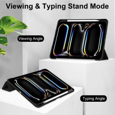 Apple iPad Pro 13 (2025) / 13 (2024) „Deluxe“ atvēramais melns maciņš | Vacins.lv