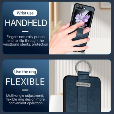 „Sulada“ Leather Kickstand Samsung Galaxy Flip7 FE / Flip6 melns ādas apvalks | Vacins.lv