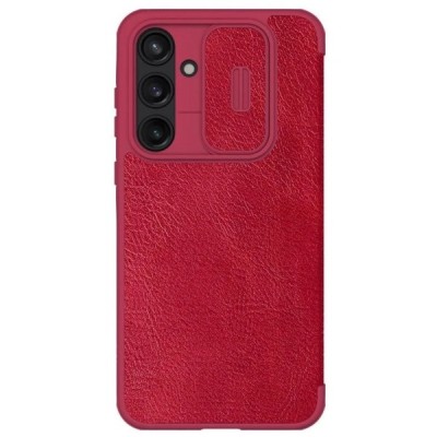 Greznais „Nillkin“ Qin Pro sērijas ādas atvērams sarkans Samsung Galaxy A55 5G (SM-A556) maciņš | Vacins.lv