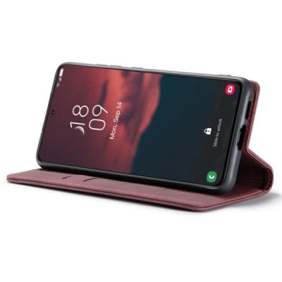 Samsung Galaxy S24+ (SM-S926) CaseMe Retro solīds atvēramais ādas bordo maciņš - maks | Vacins.lv