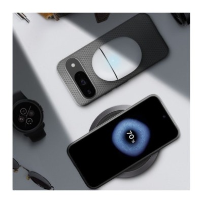Google Pixel 9 (Pixel 9 Pro) „Spigen“ Liquid Air melns cieta silikona apvalks | vacins.lv