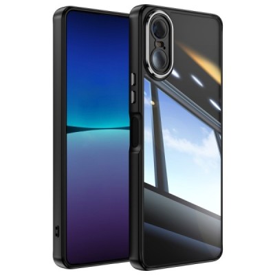 Sony Xperia 10 VI dzidrs apmales melnā krāsā cieta silikona (TPU) akrils apvalks | Vacins.lv