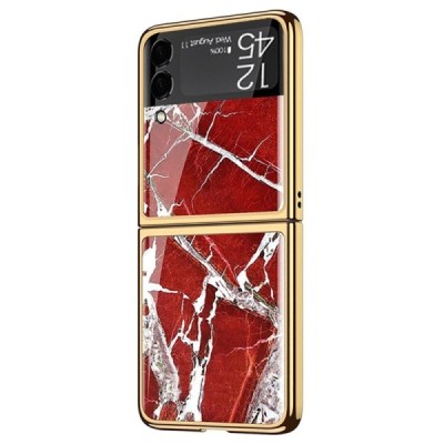 Samsung Galaxy Z Flip3 (F711) GKK Marble sarkans plastika apvalks | vacins.lv