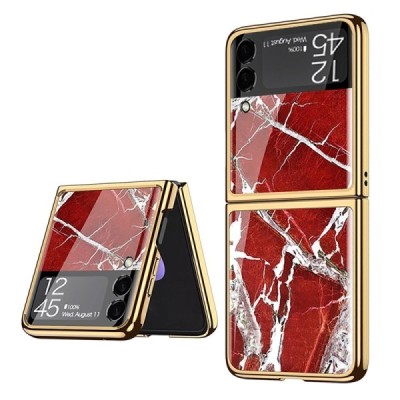 Samsung Galaxy Z Flip3 (F711) GKK Marble sarkans plastika apvalks | vacins.lv