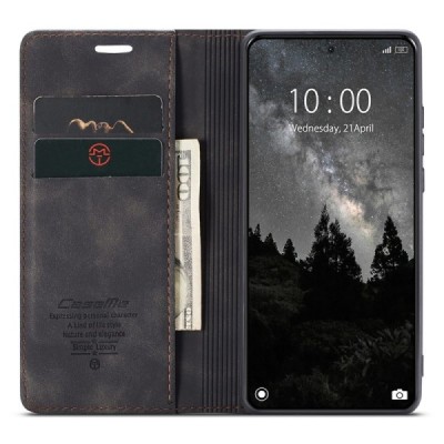 Xiaomi 14 Ultra CaseMe Retro solīds atvēramais ādas melns maciņš - maks | Vacins.lv