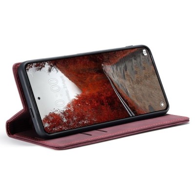 Xiaomi 14 Ultra CaseMe Retro solīds atvēramais ādas bordo maciņš - maks | Vacins.lv