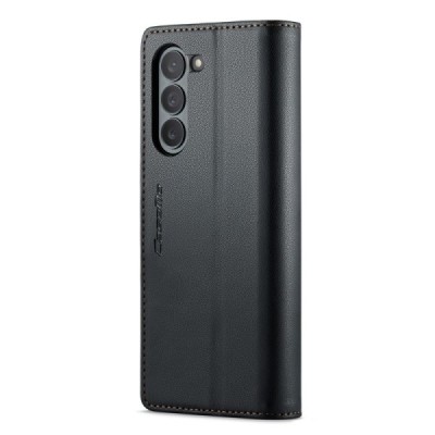 Samsung Galaxy Fold6 5G (SM-F956B) „CaseMe“ Leather solīds atvēramais ādas melns maciņš - maks | Vacins.lv