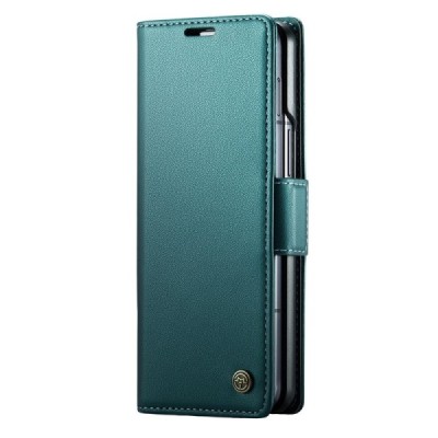 Samsung Galaxy Fold6 5G (SM-F956B) „CaseMe“ Leather solīds atvēramais ādas zaļš maciņš - maks | Vacins.lv