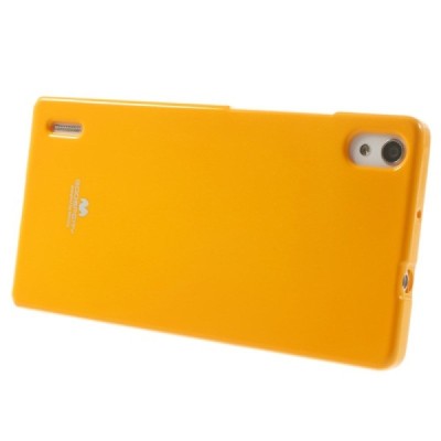 Huawei Ascend P7 Mercury geltonas kieto silikono TPU dėklas - nugarėlė / Priedai.lt