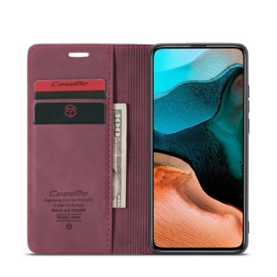 Xiaomi Poco F2 Pro CaseMe Retro solīds atvēramais ādas bordo maciņš - maks | Vacins.lv