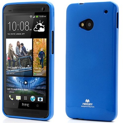 HTC One M7 Mercury tumši zils cieta silikona (TPU) futrālis / Vacins.lv