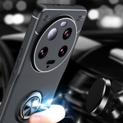 Xiaomi 13 Ultra "FOCUS" Kickstand cieta silikona (TPU) melns apvalks | vacins.lv