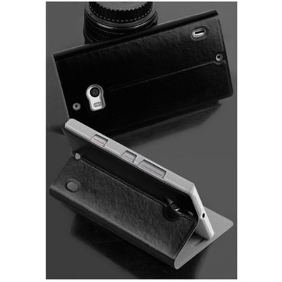 Nokia Lumia 930 „Mofi“ Rui sērijas melns ādas atvērams futrālis / Vacins.lv