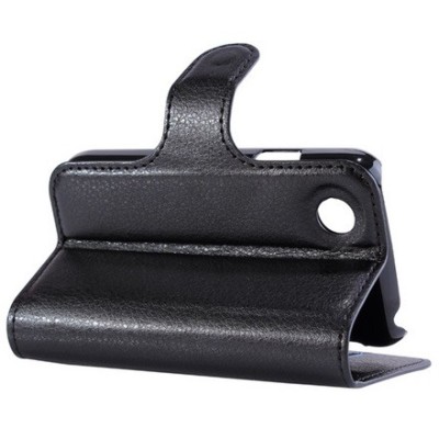 LG L40 (D160) atvēramais melns ādas Litchi futrālis - maciņš / Vacins.lv