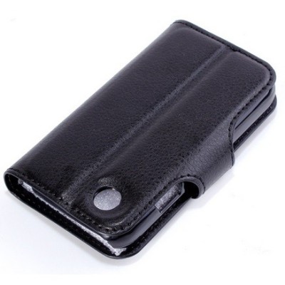 LG L40 (D160) atvēramais melns ādas Litchi futrālis - maciņš / Vacins.lv