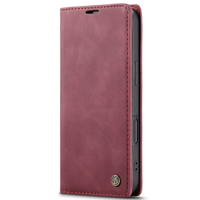 Apple iPhone 16 Plus CaseMe Retro solīds atvēramais ādas bordo maciņš - maks | Vacins.lv