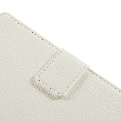 Huawei Ascend G6 atverčiamas baltas odinis Litchi dėklas - piniginė / Priedai.lt