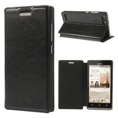 „Jilis“ atvērams ādas melns Huawei Ascend G6 futrālis / Vacins.lv