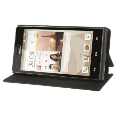 „Jilis“ atvērams ādas melns Huawei Ascend G6 futrālis / Vacins.lv
