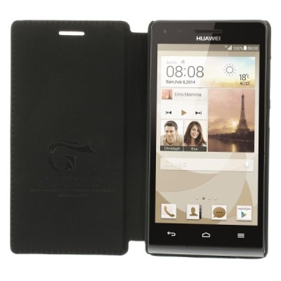 „Jilis“ atvērams ādas melns Huawei Ascend G6 futrālis / Vacins.lv