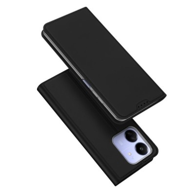 Xiaomi Redmi 13C (Poco C65) „Dux Ducis“ Skin serijos atverčiamas juodas odinis dėklas - piniginė | Priedai.lt