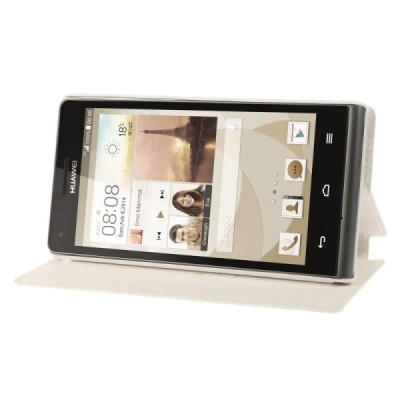 „Jilis“ atvērams ādas balts Huawei Ascend G6 futrālis / Vacins.lv