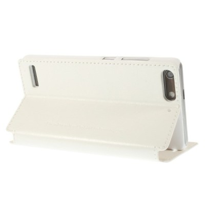 „Jilis“ atvērams ādas balts Huawei Ascend G6 futrālis / Vacins.lv