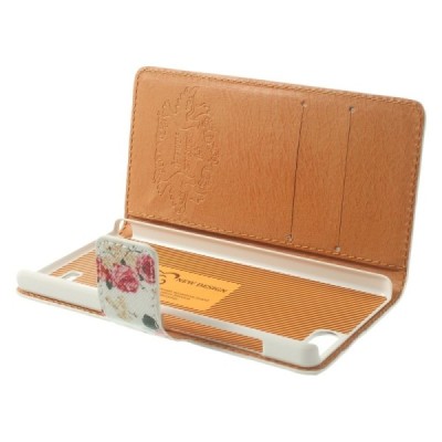 Atvēramais Huawei Ascend G6 rožu krāsains maciņš - balts / Vacins.lv