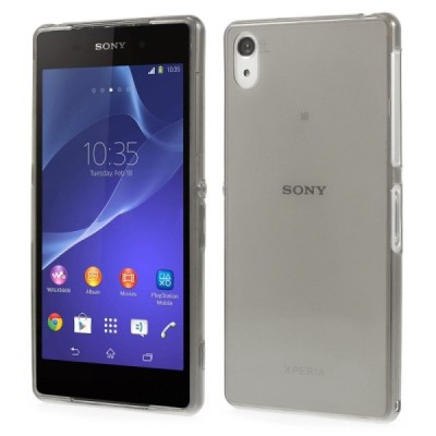 Sony Xperia Z2 dzidrs (caurspīdīgs) cieta silikona TPU pasaulē planākais pelēks futrālis / Vacins.lv