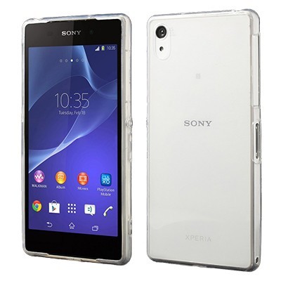 Sony Xperia Z2 skaidrus (permatomas) kieto silikono TPU ploniausias pasaulyje baltas dėklas / Priedai.lt