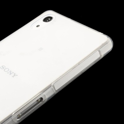 Sony Xperia Z2 skaidrus (permatomas) kieto silikono TPU ploniausias pasaulyje baltas dėklas / Priedai.lt