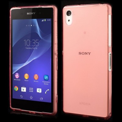 Sony Xperia Z2 dzidrs (caurspīdīgs) cieta silikona TPU pasaulē planākais sarkans futrālis / Vacins.lv